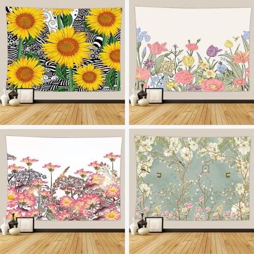 Sunflower Ins Explosions Tapestry Wall Hanging Polyester Thin Pastoral Landscape Art Tapestry Fabric Mural Sofa Towel Blanket