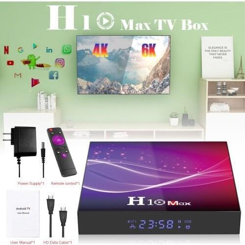 H10 MAX 2.4G Set Top Box Android10.0 6K Quad-Core TV Box Support HDMI-compatible, WiFi, Bluetooth with IR Control