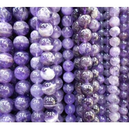 Quality Round purple color Beads DIY Loose natural stone beads 15" For Jewelry Making 4 6 8 10 12mm Pick Size