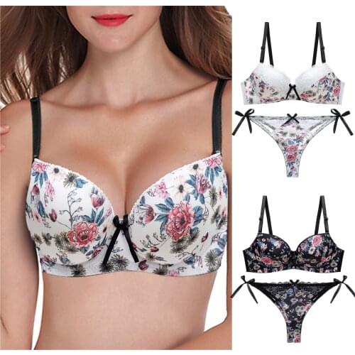 Oversized Womens Underwear Bra 2/3 Coverage Women Print Sexy Collection Of Lace Bra And Lingerie Set Underwear Breathable