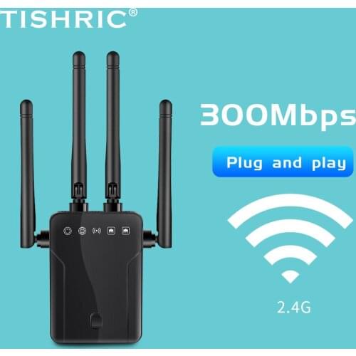 TISHRIC 300Mbps Router Wifi Repeater Amplifier Network Expander Router Wi-Fi Long Range Extender Wifi Booster Wireless Repeater