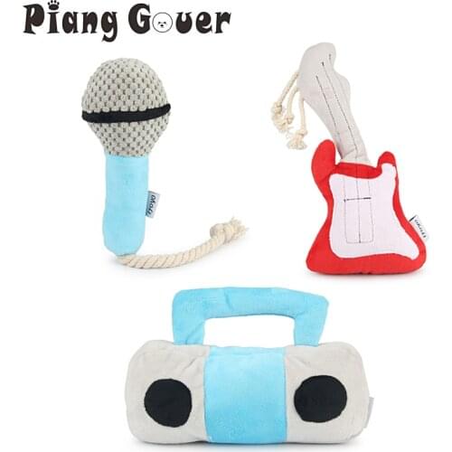 Microphone Small Dog Toy Guitar Rope Dog Puppy Toys Stereo Chew Squeak Pet Toy