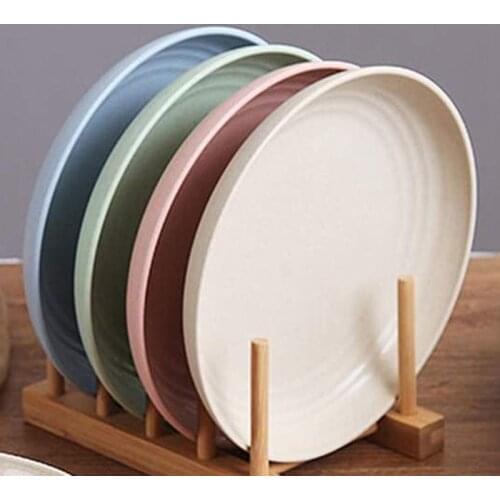8 Inch 4Pack Lightweight Wheat Straw Plates -Dishes and Plates Sets Kids Children Toddler Adult Dinner Plates 1293