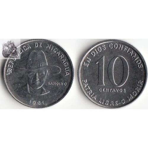 Nicaragua 10 Centimes 1981 Edition America Coins Original Rare Coin Commemorative Edition 100% Real