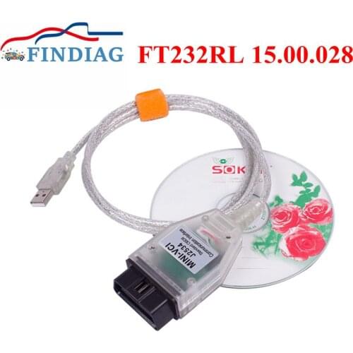 Latest V15.00.028 MINI VCI FTDI FT232RL For J2534 OBD2 Car Diagnostic Cable Auto Scanner MINI VCI For Toyota TIS OEM Techstream