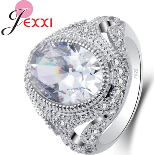 Charm Elegant Finger Ring With Shiny Clear Cubic Zirconia 925 Sterling Silver Accessories Wonderful Party Gift Hot Sale