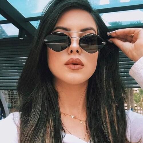 Hot Sales Vintage Sunglasses Women Sexy Rimless Sun glasses Brand Designer Female Shades Retro Eyewear Candy Sunglasses