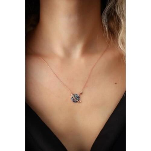 925 Sterling Silver Necklace Jewelry Silver Planet Star Model Mix Stone Silver Italian Necklace fashion women girl wedding gift