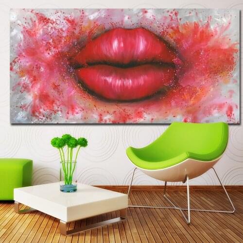 Posters And Prints Wall Art Canvas Painting Absract Art Red Lips Wall Pictures For Living Room Modern Picture Decoration