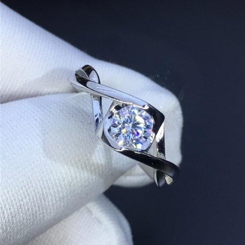 Silver Excellent Cut 0.5-1 Carat Diamond Test Passed D Color Good Clarity Moissanite Angel Heart Ring Silver 925 Party Jewelry
