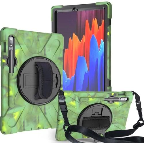 Silicone Case For Samsung Galaxy S7 11inch T870 T875 Tablet Cover 360 Rotation Hand Grip Shockproof Shell With Shoulder Strap