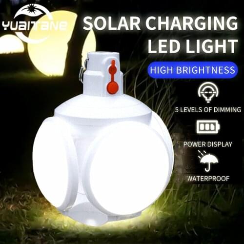 110W Solar Power LED Camping Light USB Rechargeable Bulb For Outdoor Tent Lamp Emergency Lights Portable Lanterna For Commercial