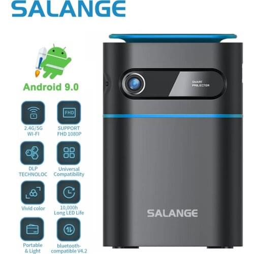 Salange P22 Mini DLP Projector 4K Android Wifi Bluetooth Screenless TV Projector for Mobile Smartphone Home Cinema Mini Beamer