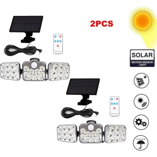 2pcs 138 led seperable remote Solar Light Outdoor Porch Wall Lamp PIR Motion Sensor Garden Solar Lamp Sunlight Powered Waterproo