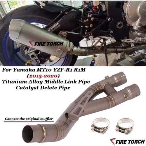 R1 Motorcycle Exhaust Modified Titanium alloy Middle Link Pipe Catalyst Delete Pipe For Yamaha MT10 YZF-R1 r1m 2015 - 2020
