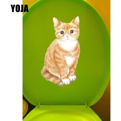 YOJA 11.8*21.3CM Sitting Cat Funny Animal Wall Stickers Mural Home Toiltte Decal Decoration T1-0139