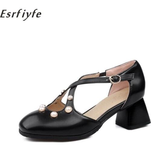 ESRFIYFE 2021 New Fashion Spring Summer Women Shoes Square Toe Shoes High Heels Zapatos De Mujer Party Shoes Large Size 32-45