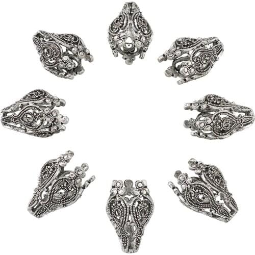 PandaHall 10pcs 5-Petal Flower Brass Bead Caps Antique Silver Color Caps For Jewelry Making 20x15mm Hole: 1.5mm