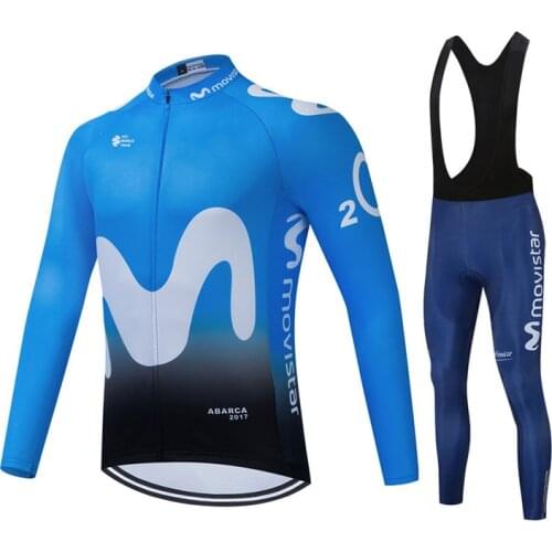 2021 Movistar Team Long Sleeve Cycling Jerseys Ropa Ciclismo Maillot Bicycle Clothing Breathable Mtb Bike Cycling Clothes