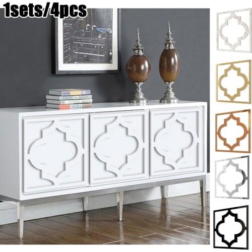 4Pcs PS Board Wall Stickers Living Room TV Cabinet Door Decal Furniture Modification Mirror Decoration DIY Art Home Decor