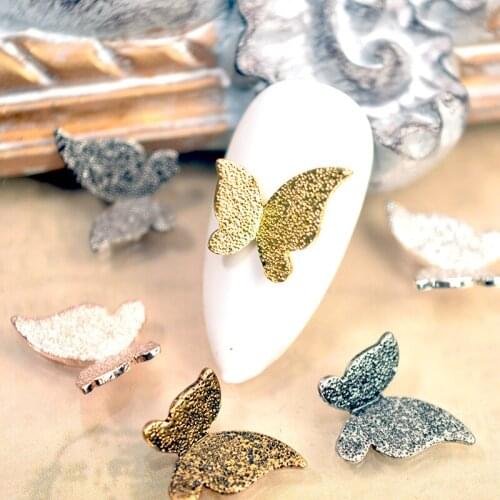 50Pc Nail Art Metal Butterfly Stickers 3D 7x7mm/11x10mm Butterfly Nail Art Design Luxury Charms Manicure Butterfly Decals