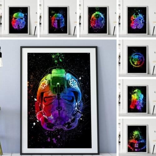 Star Wars Abstract Watercolor Canvas Art Paintings Movie Poster and Printable Wall Art Picture for Living Room Home Decoration