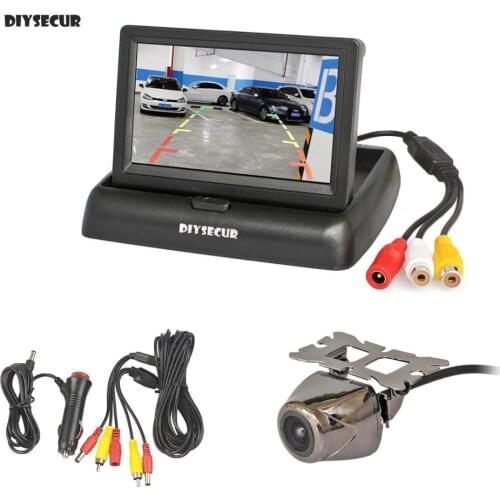 DIYSECUR 4.3 Inch Car Reversing Camera Kit Back Up Car Monitor LCD Display HD Security Metal Car Rear View Camera