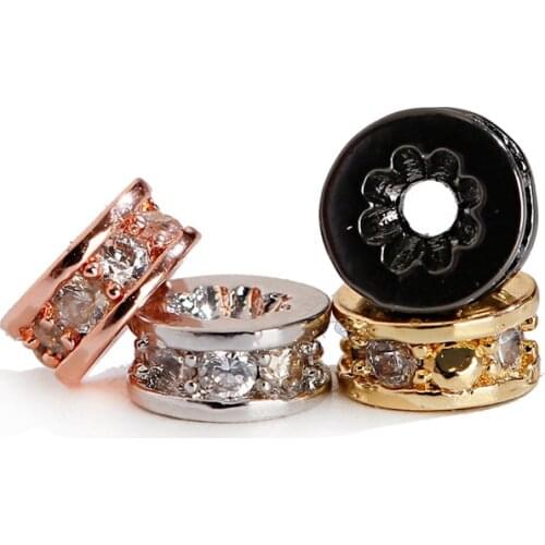 5Pcs/lot Classic White Micro Pave CZ Spacer Beads Fashion Round Loose Beads For Making Bracelet Diy Jewelry