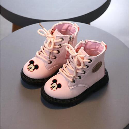 Disney Mickey Children Casual Boots Baby Boys Girls Martin Boot Kids Running Shoes Kids Cartoon Boots Child Sneakers