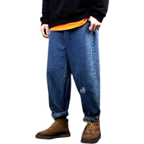 New Fashion Loose Baggy Hiphop Harem Jeans Men Casual Denim Pants Straight Trousers Streetwear Male Clothing