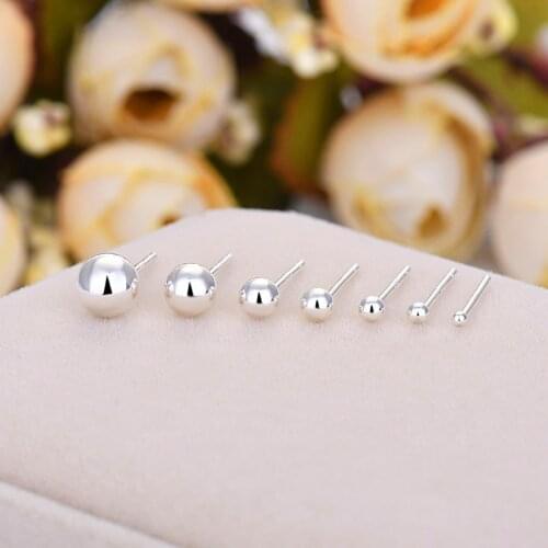 Dainty Female Small Stud Earrings Minimalist 925 Sterling Silver Earrings For Women Charm Bridal Ball Wedding Earrings