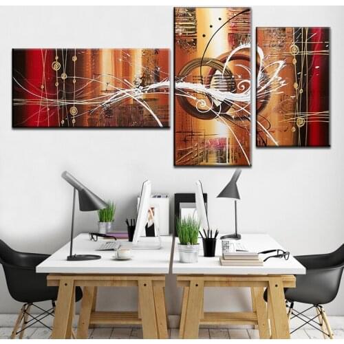 100% Hand-painted Modern Wall Art Abstract Handmade Oil Painting On Canvas Wall Art Picture 3 pieces Sitting Room Decor