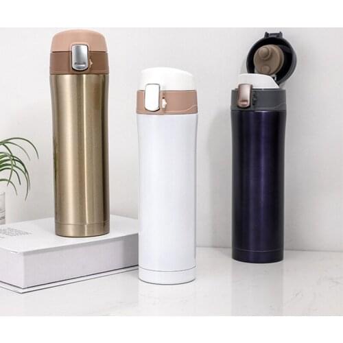 Coffee Cup 304 Stainless Steel Thermos Mug Thermo Cup Women Button Cover Vacuum Thermal Bottle For Tea 500ml thermocup