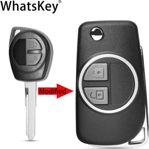 WhatsKey Modified Flip Key Shell For Suzuki Swift Vitara Grand SX4 Alto Replacement Remote Housing HU133R blade with Button Pad