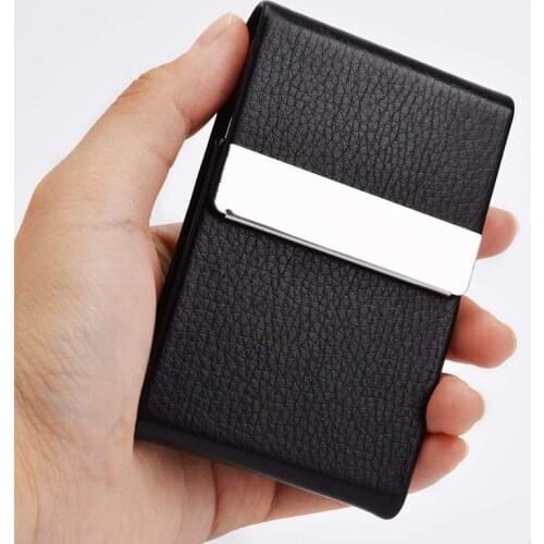 Women Men New Stainless Steel Credit Card Box Wallet Slim Buckle Fashion Card Holder Case Purse Leather Housekeeper Card Cover