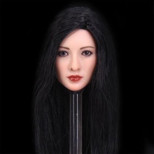 1/6 Scale Asian Womens Head Sculpt with Black Long Hair For 12" Female Action Figure Bodies