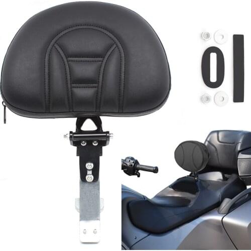 Motorcycle Black Driver Backrest Pad Leather Rider Backrest Adjustable Storage Pouch For Can-am Can Am Spyder RT 08-19