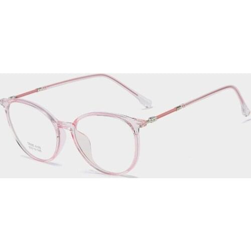 Ms Fashion Retro Transparent Glasses Round Clear Lens Prescription Frame Eye TR90 Optical Men Eyewear Black Gray Tea Pink