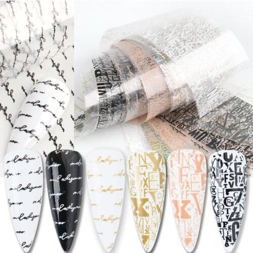 10Pcs Nail Transfer Foil Set Cool English Letter Stickers for nails inscriptions Alphabet Design Sliders Decals Decoration GL517