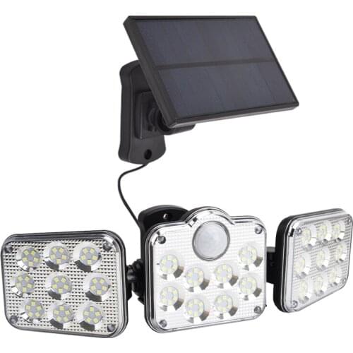 1set Solar Sensor Wall Light Three-head LED Rotatable Landscape Wall Lamp Garden Intelligent Remote Control Outdoor Street Light