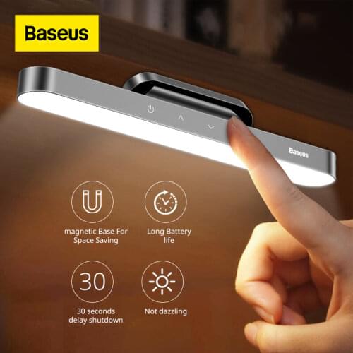 Baseus Night Light Hanging Magnetic LED Table Lamp Stepless Dimming Desk Lamp Rechargeable Cabinet Light For Bedroom Kitchen