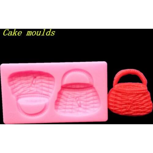 Wholesale Silicone mold K310 Mini brand bag shape Baking Cookies mold Decoration Fondant cake mould