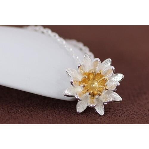 925 Sterling Silver lotus Necklaces & Pendants For Women Fashion Lady Festival Gift Sterling-silver-jewelry