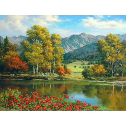 Paint By Numbers For Adults Children DIY HandPainted Oil Painting Town Landscape Picture Paint Home Decoration