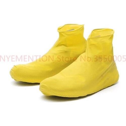 Rubber Anti-slip Waterproof Shoe Cover, Reusable Rain Boot Motorcycle Bike Overshoe, Blue Yellow For Men Women 50PCS