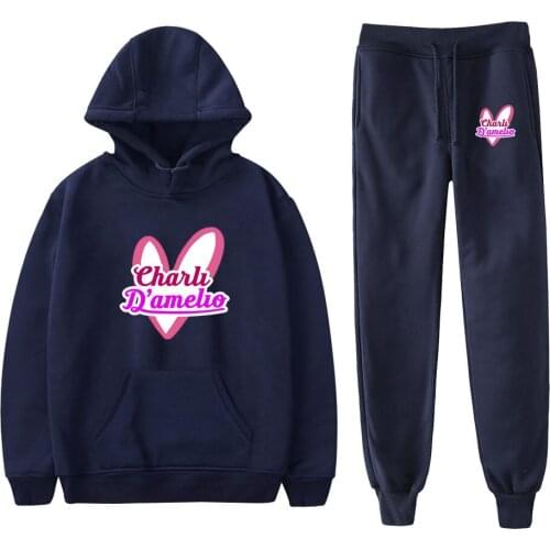 Womens Tracksuit Set Newest Charli Damelio Merch Hoodie Sweatshirt Girls Sweatpants Suit Bottom Pullover Women Men Boy Girls