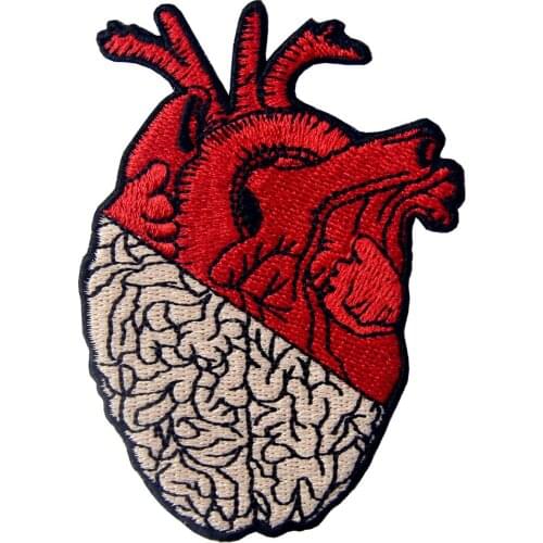 Embird Embroidery Embroidered Tactical Patch for Hat Heart & Brain Ceo-Friendly Handmade 3D Iron on Badge