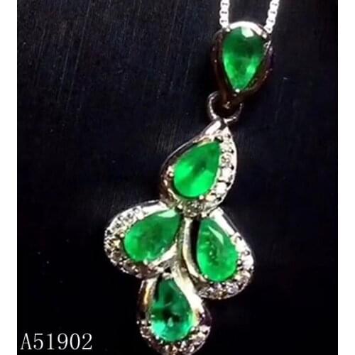 KJJEAXCMY boutique jewelry 925 sterling silver inlaid natural emerald pendant necklace female models support detection