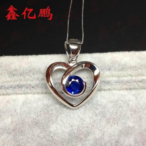 18 k gold inlaid natural Sri Lanka sapphire pendant female 0.57 carat fashion contracted The royal blue
