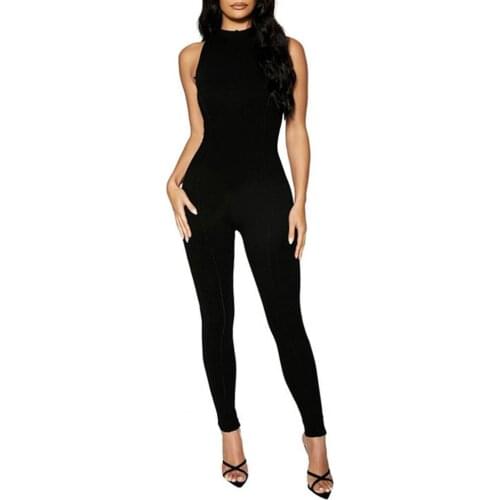 2021 New Sports Jumpsuit Solid Color Patchwork Summer Stand Collar Sleeveless Jumpsuit Streetwear Sexy Temperament Comfortable